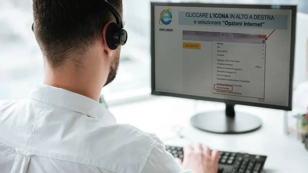 Contatta i nostri uffici per maggiori informazioni sul servizio di formazione Tecnico di Infopro Digital Automotive che assiste un cliente tramite supporto online.