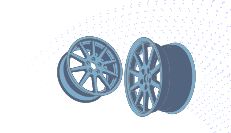 illustration of two rims representing DriveRightData Professional Wheel Data