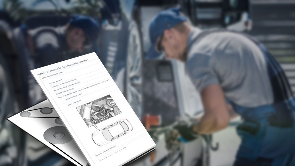 example of Technical information with roadside assistance and a mechanic loading a car onto a tow truck.