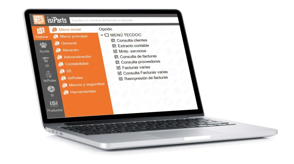 Ordenador portátil con el software Isiparts de Infopro Digital Automotive en uso