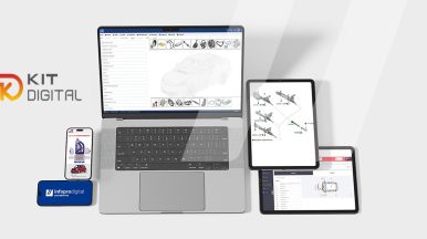 Dispositivos digitales con software de infopro digital autotive para talleres o tu tienda de recambios que demuestra que somos agentes de Kit Digital,