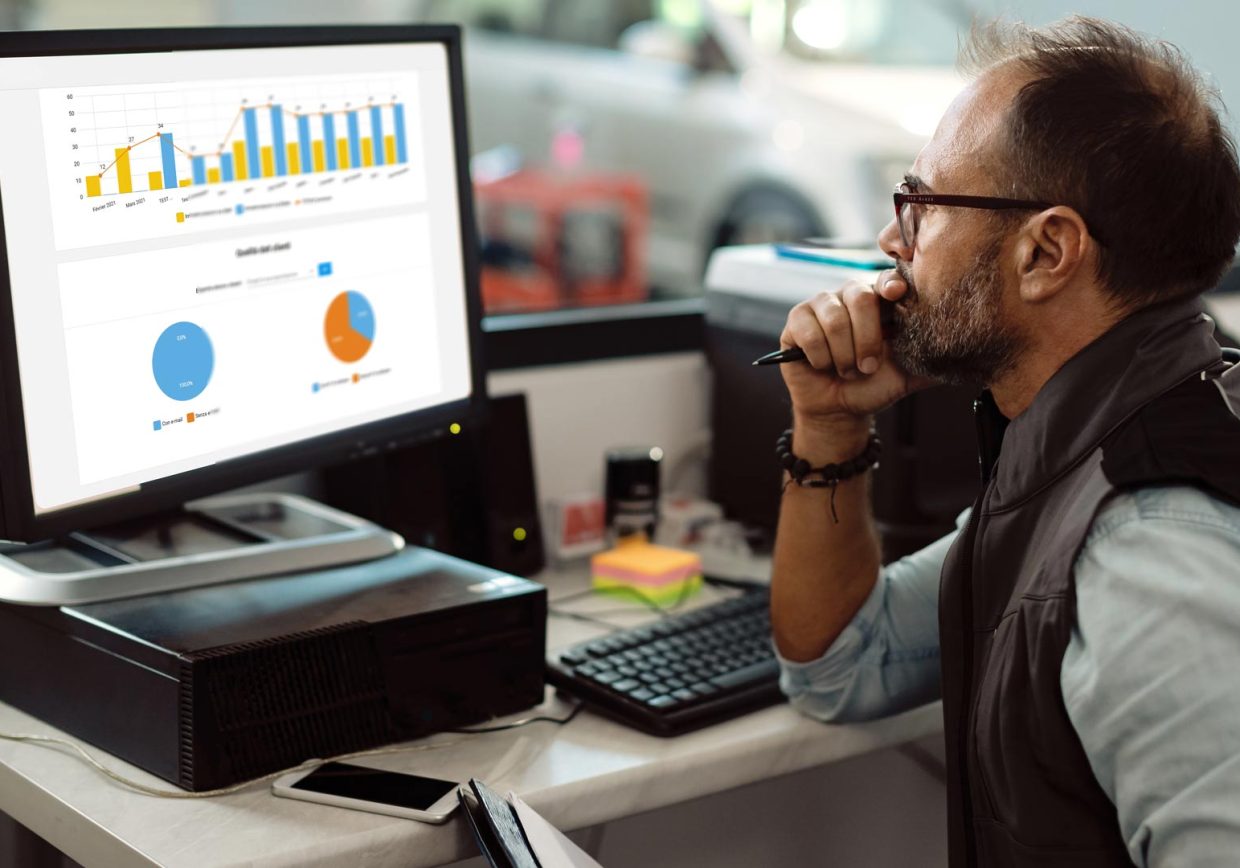 Car mechanic who is using atelio Fid, a pre-additive marketing tool for UK garages