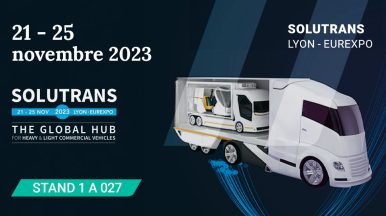Image de couverture officielle de Solutrans personnalisée aux couleurs d'Infopro Digital Automotive et avec l'indication du numéro de stand occupé lors de l'événement