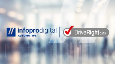Image with infopro digital automotive logo and DriveRight Data representing the recent acquisition