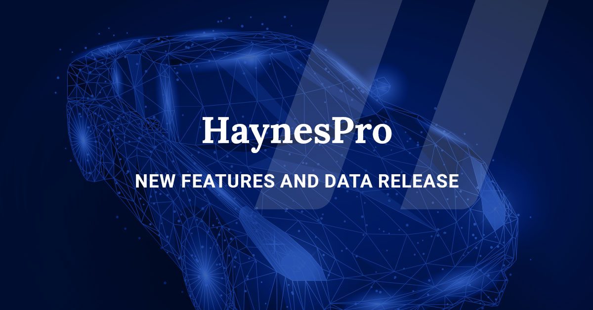 Featured image showing a digital graphic of a car representing the updates to the HaynesPro product, the automotive repair database