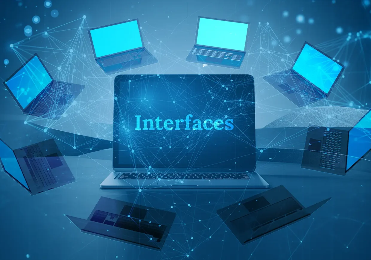 série d'ordinateurs interconnectés grâce aux Interfaces disponibles pour les services Infopro Digital Automotive