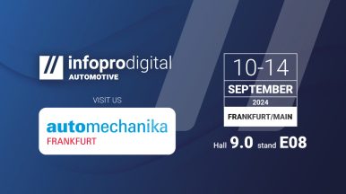 Image announcing that Infopro Digital Automotive will be attending Automechanika 2024 with hall and stand number