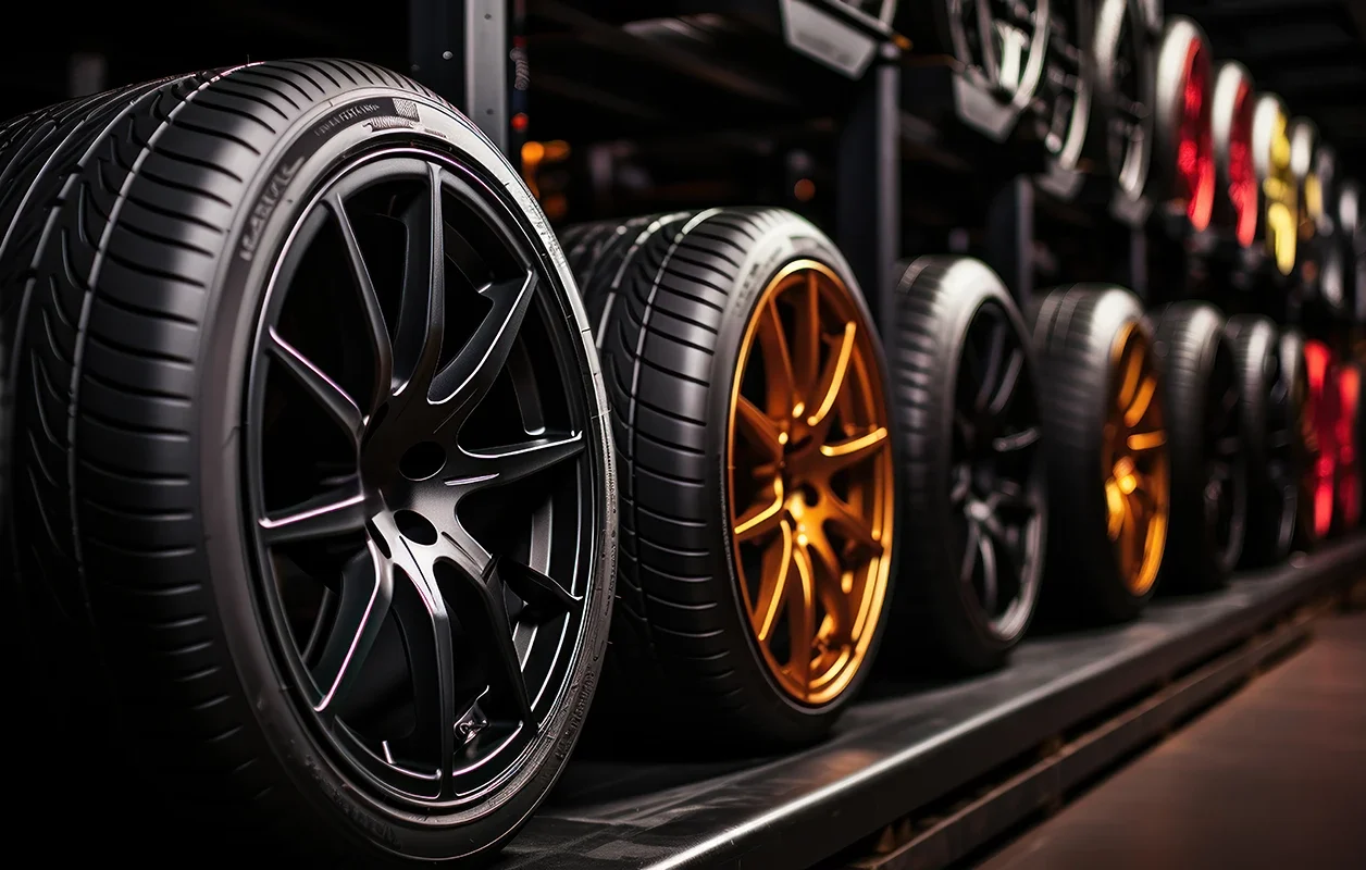 image of aligned tyre wheels