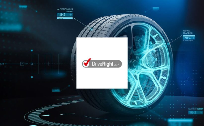 Featured image with tyre with component overlay and digital data representing DriveRightData: Vehicle, tyre and wheel data