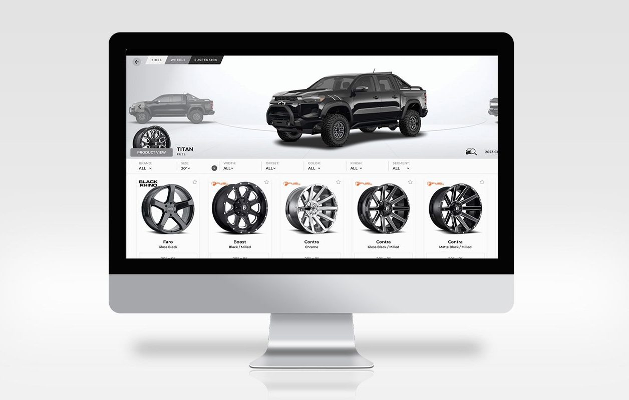 The computer displays a screen with the DriveRightData wheels viewer.
