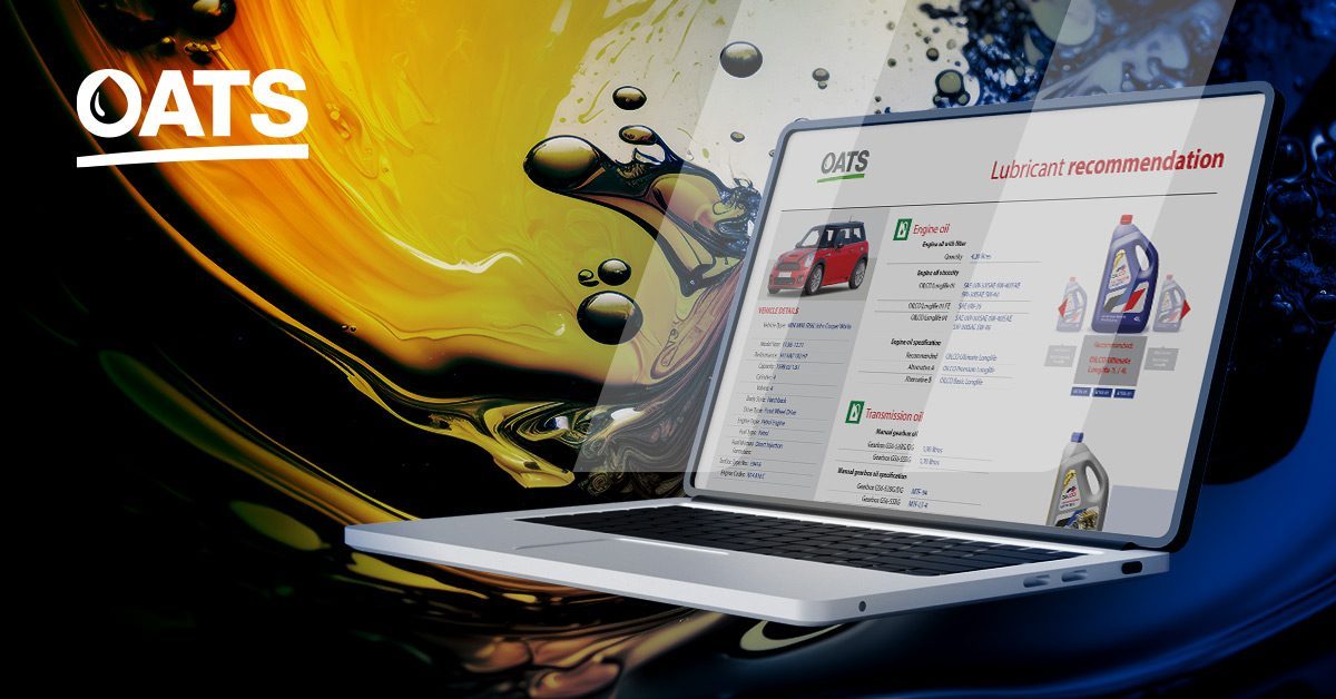 Computer that shows the latest addition of the OATS lubricants data solution for distributors