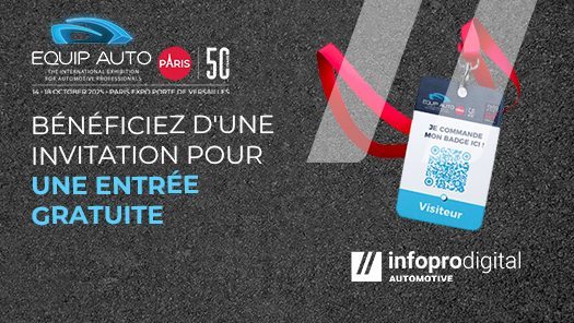 Image montrant l'invitation offerte par Infopro Digital Automotive pour obtenir une entrée gratuite à Equip Auto 2025.