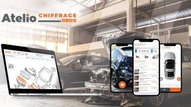 Visuel composé d'un ordinateur portable, d'un smartphone et du logo Atelio Chiffrage afin d'annoncer officiellement la sortie de la fonctionnalité de Chiffrage Rapide