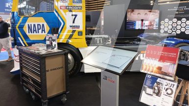 Photo of the Alliance Automotive Group stand at Solutrans 2025 for the launch of Datatruck, a catalogue of HGV and LCV parts distributed by Infopro Digital Automotive.